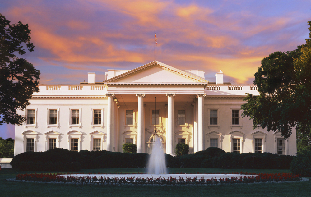 The White House at dusk