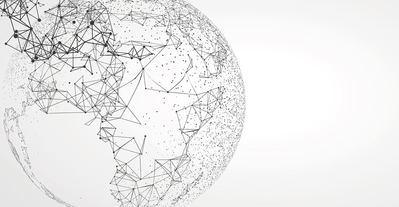 World map point-line composition, representing the global network connection