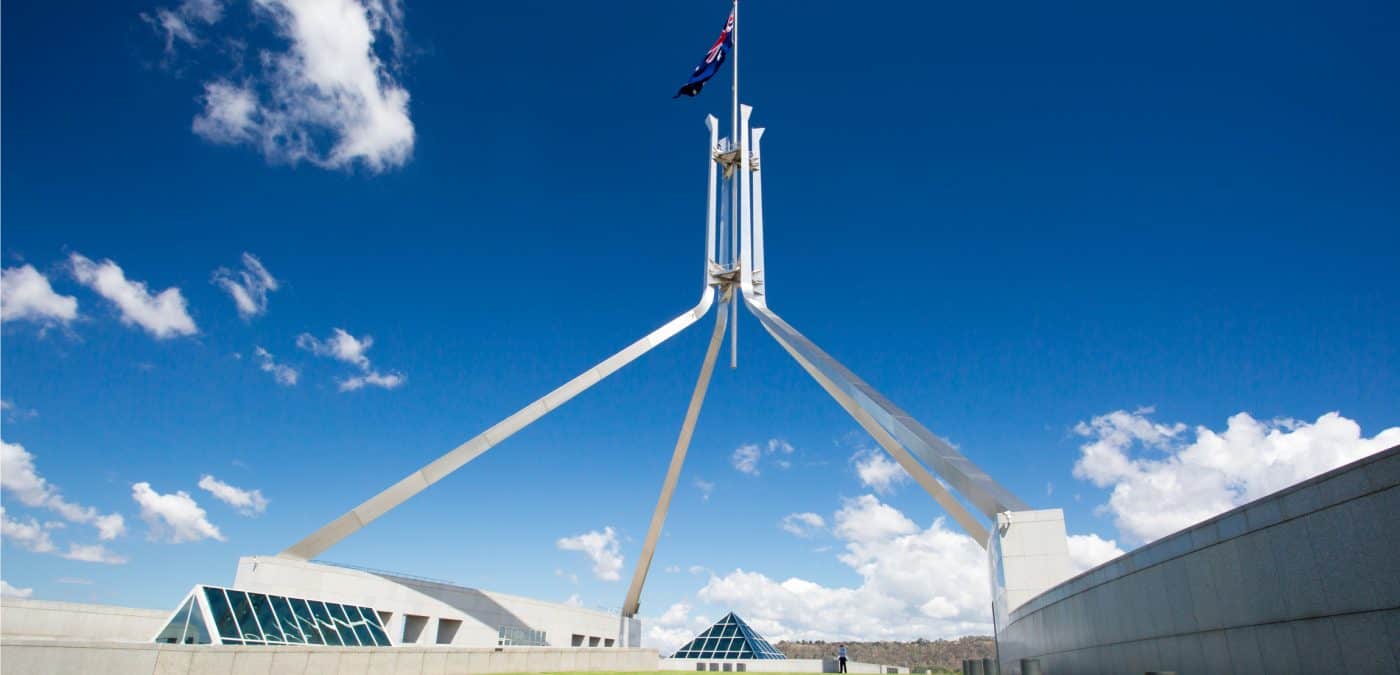 The stunning architecture of the Parliament of Australia in Canberra, Australian Capital Territory, Australia