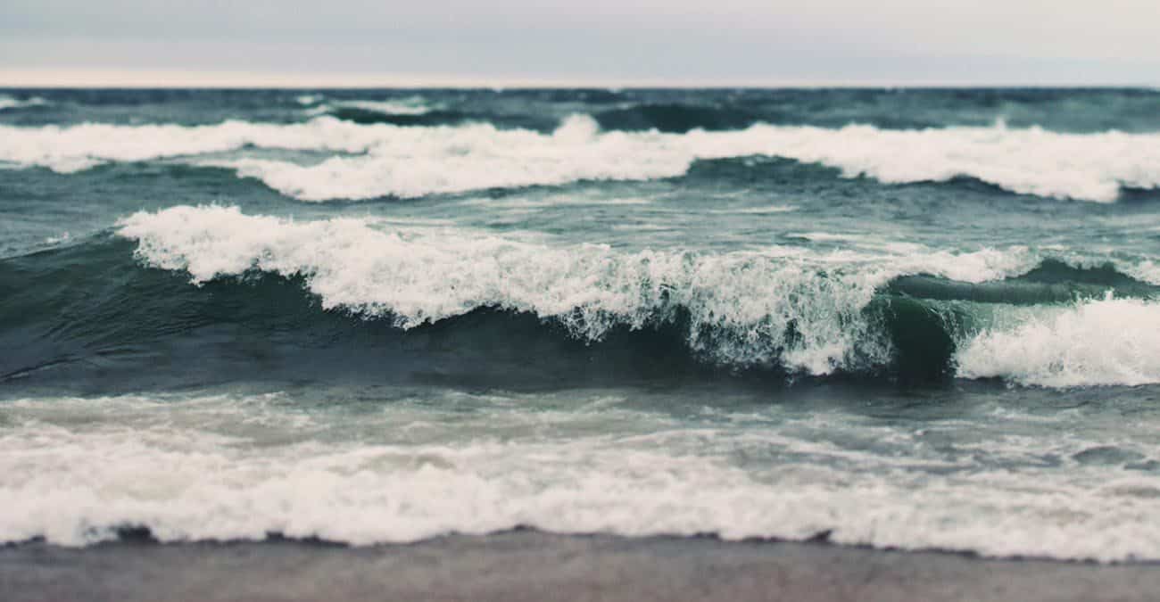 Rough Sea Waves On A Cloudy Morning