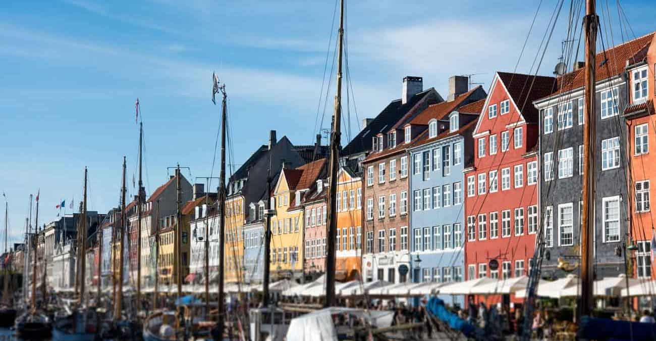 Panoramic shot of colored houses