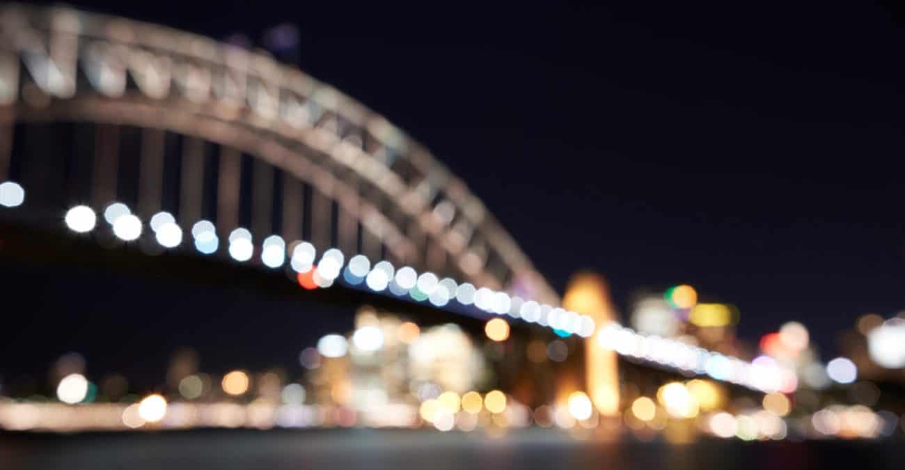 blurred image of Sydney Harbour Bridge