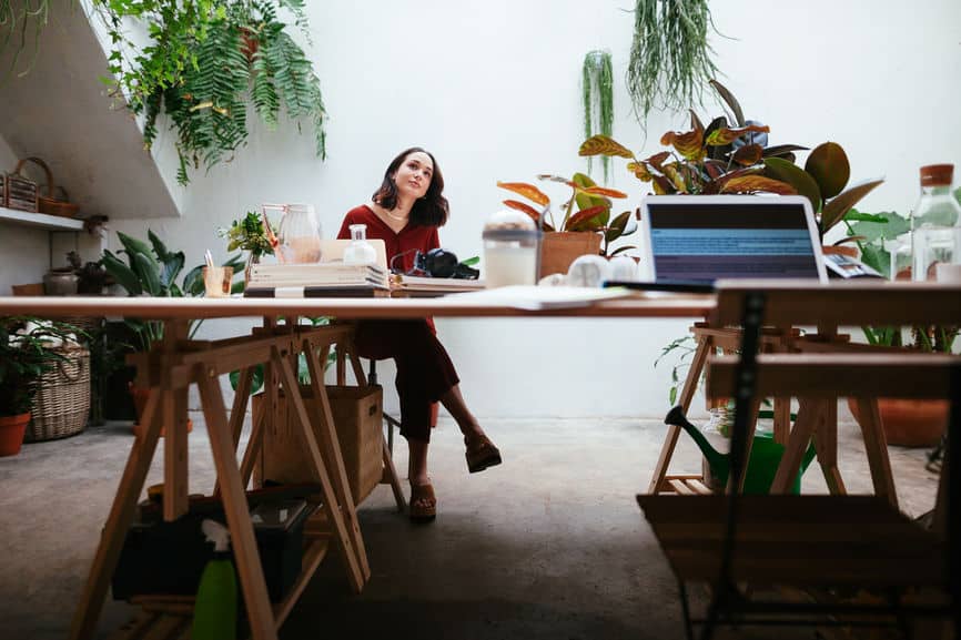 young business woman at her desk